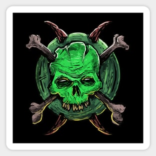 Green Skull and Crossbones Sticker